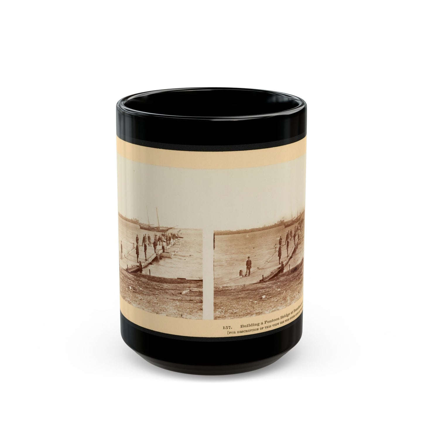 Building A Pontoon Bridge At Beaufort, S.C. (U.S. Civil War) Black Coffee Mug