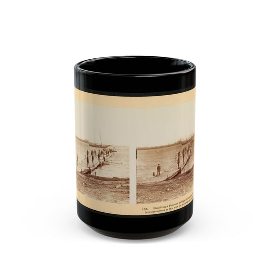 Building A Pontoon Bridge At Beaufort, S.C. (U.S. Civil War) Black Coffee Mug