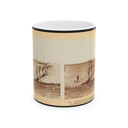 Building A Pontoon Bridge At Beaufort, S.C. (U.S. Civil War) White Coffee Mug