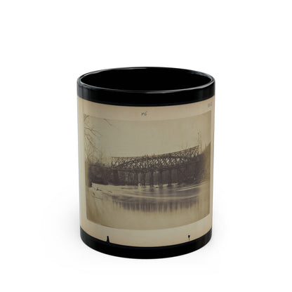 Building Military Railroad Truss Bridge Across Bull Run, April, 1863 (U.S. Civil War) Black Coffee Mug-11oz-The Sticker Space