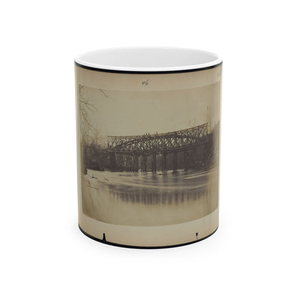 Building Military Railroad Truss Bridge Across Bull Run, April, 1863 (U.S. Civil War) White Coffee Mug-11oz-The Sticker Space