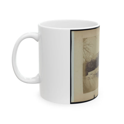 Building Military Railroad Truss Bridge Across Bull Run, April, 1863 (U.S. Civil War) White Coffee Mug-The Sticker Space