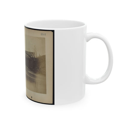 Building Military Railroad Truss Bridge Across Bull Run, April, 1863 (U.S. Civil War) White Coffee Mug-The Sticker Space