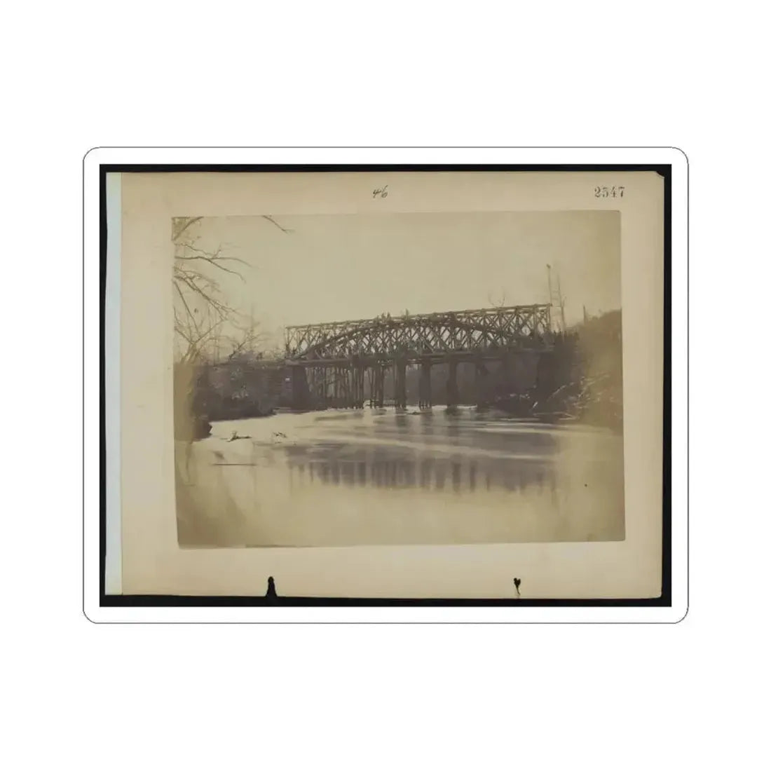 Building Military Railroad Truss Bridge Across Bull Run, April, 1863 (U.S. Civil War) STICKER Vinyl Kiss-Cut Decal 4 Inch White - The Sticker Space