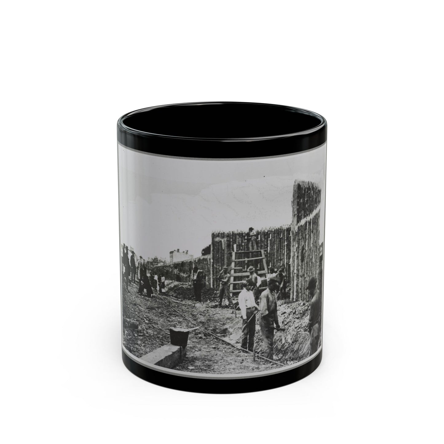 Building Stockade, Alexandria, Va. (U.S. Civil War) Black Coffee Mug-11oz-The Sticker Space