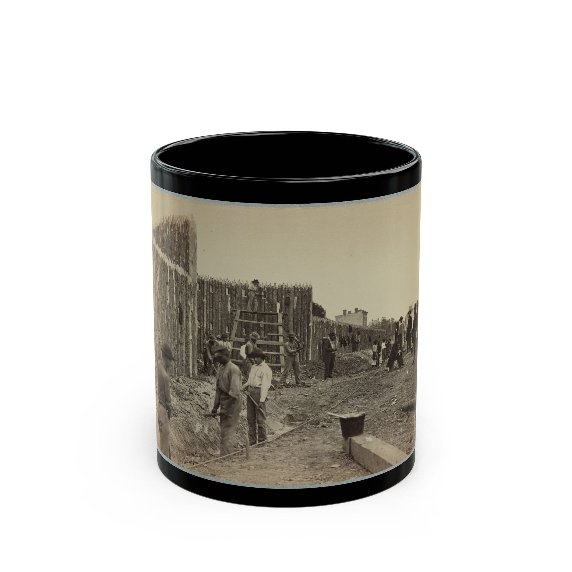 Building Stockade, Alexandria, Va.(2) (U.S. Civil War) Black Coffee Mug-11oz-The Sticker Space