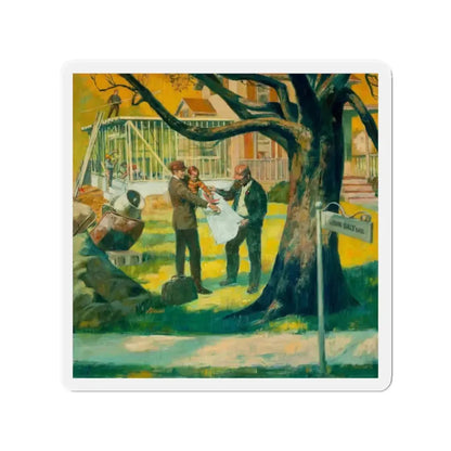 Building the Doctor's Addition (Magazine Illustration) Refrigerator Magnet 2 Inch Die-Cut - The Sticker Space