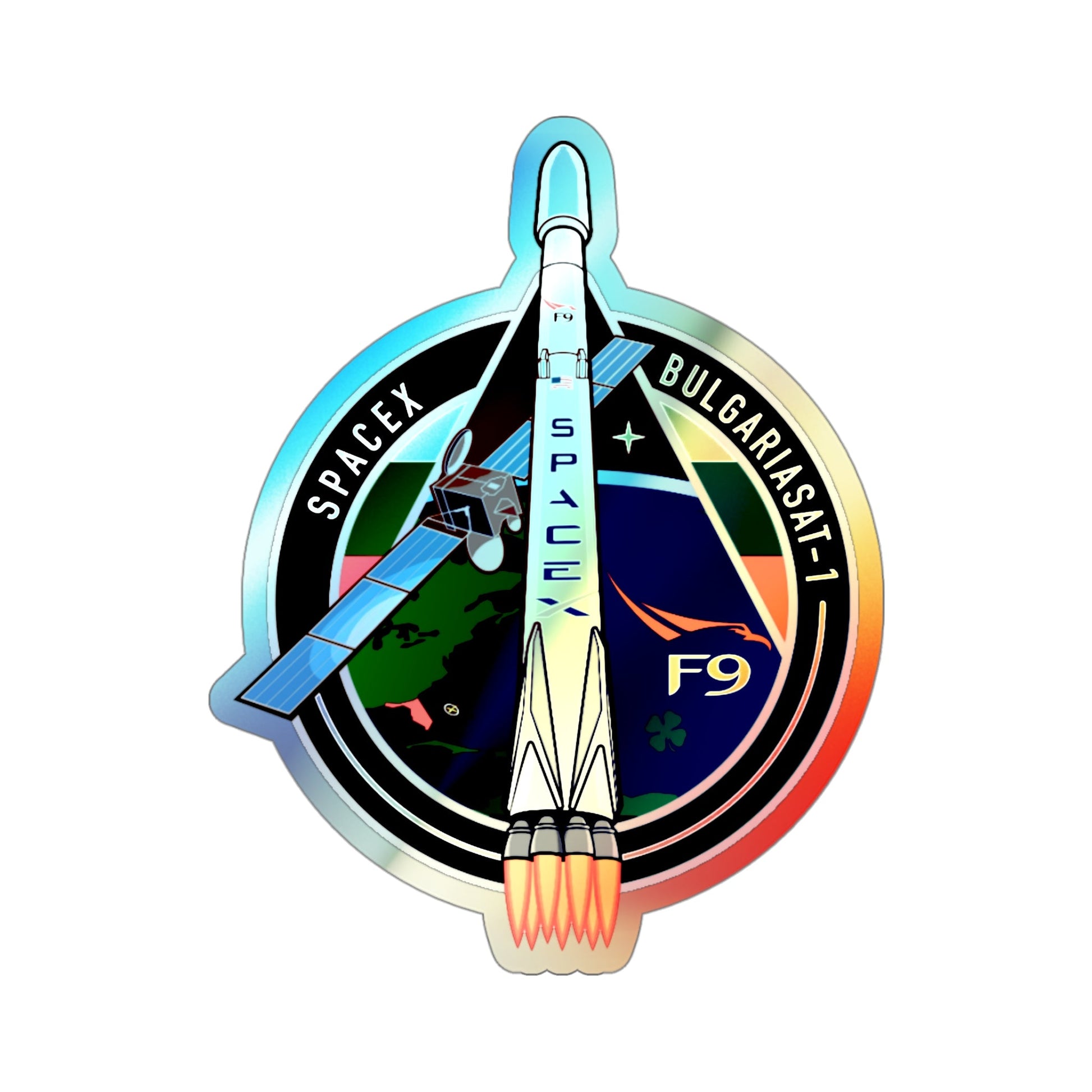 BulgariaSat-1 (SpaceX) Holographic STICKER Die-Cut Vinyl Decal-4 Inch-The Sticker Space