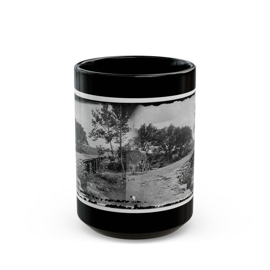 Bull Run, Va. New Bridge Built By Mcdowell's Engineers; Photographer's Wagon At Left (U.S. Civil War) Black Coffee Mug