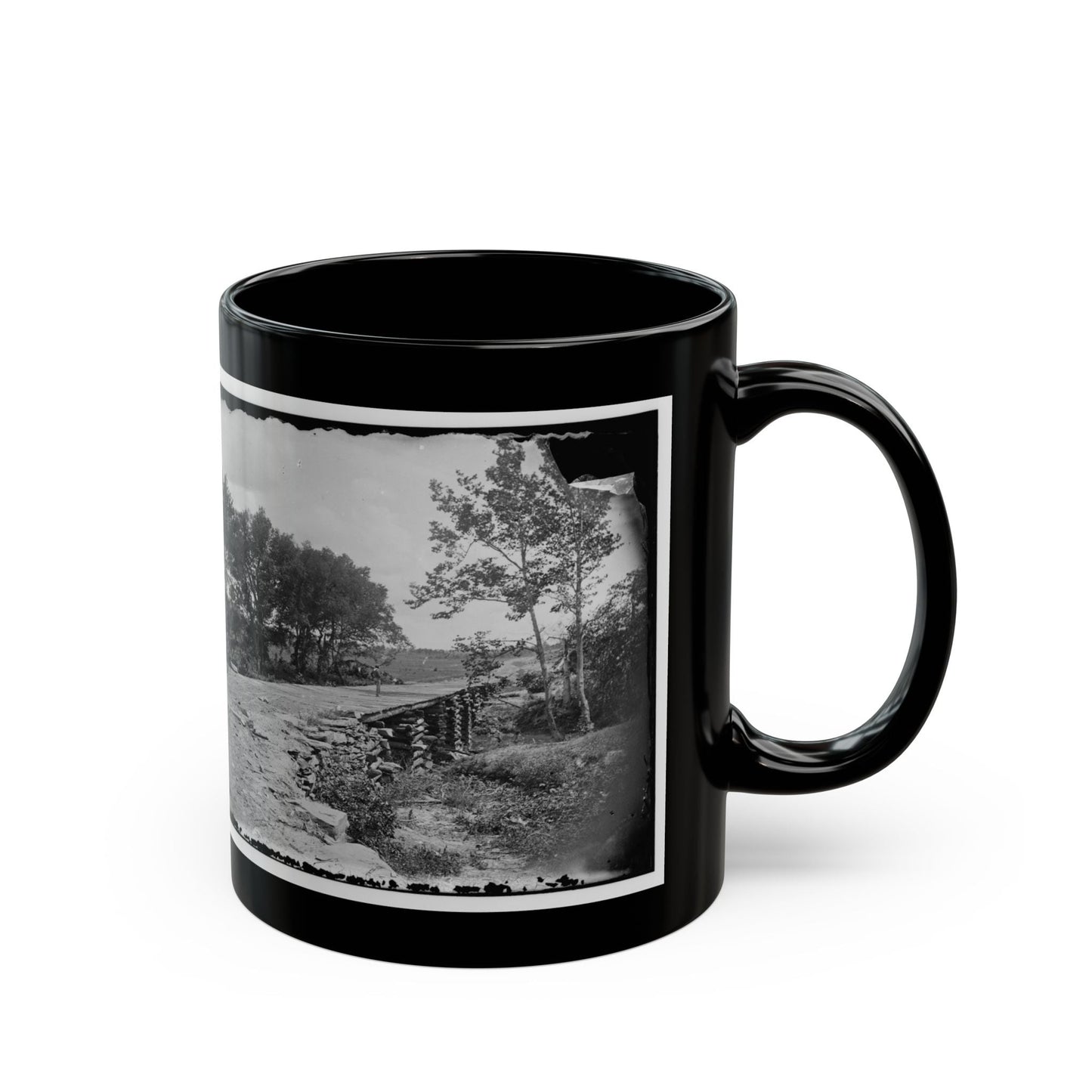 Bull Run, Va. New Bridge Built By Mcdowell's Engineers; Photographer's Wagon At Left (U.S. Civil War) Black Coffee Mug