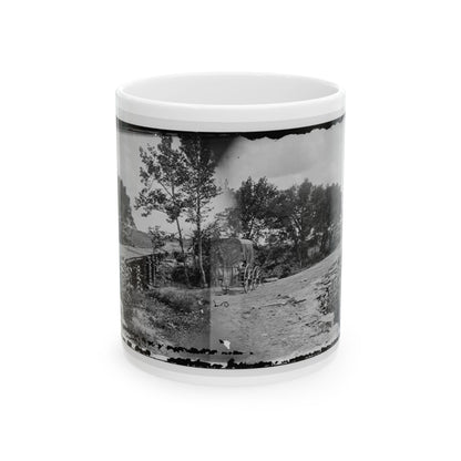 Bull Run, Va. New Bridge Built By Mcdowell's Engineers; Photographer's Wagon At Left (U.S. Civil War) White Coffee Mug