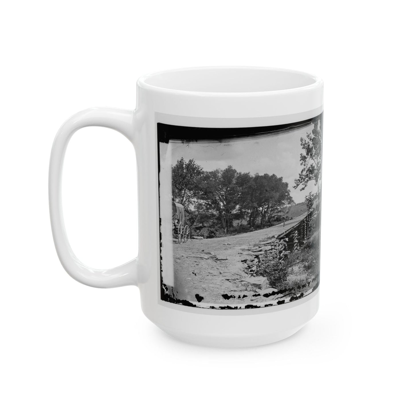 Bull Run, Va. New Bridge Built By Mcdowell's Engineers; Photographer's Wagon At Left (U.S. Civil War) White Coffee Mug