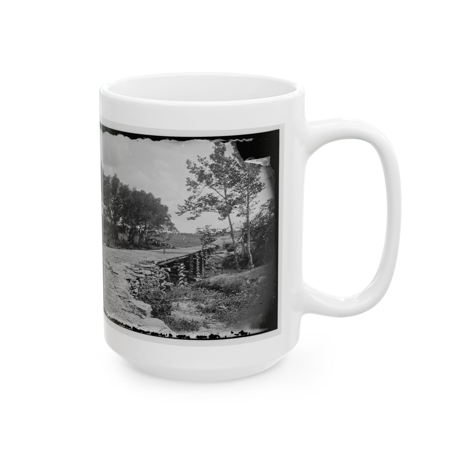 Bull Run, Va. New Bridge Built By Mcdowell's Engineers; Photographer's Wagon At Left (U.S. Civil War) White Coffee Mug