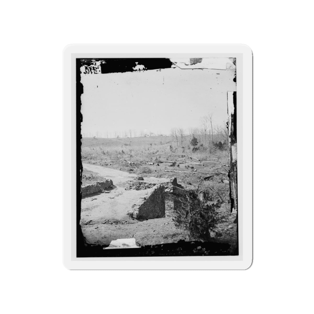 Bull Run, Va. Ruins Of The Stone Bridge, Looking Upstream (U.S. Civil War) Refrigerator Magnet-4" x 4"-The Sticker Space