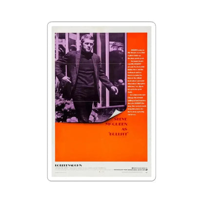 Bullitt 1968 Movie Poster - STICKER Vinyl Kiss-Cut Decal 3 Inch White - The Sticker Space