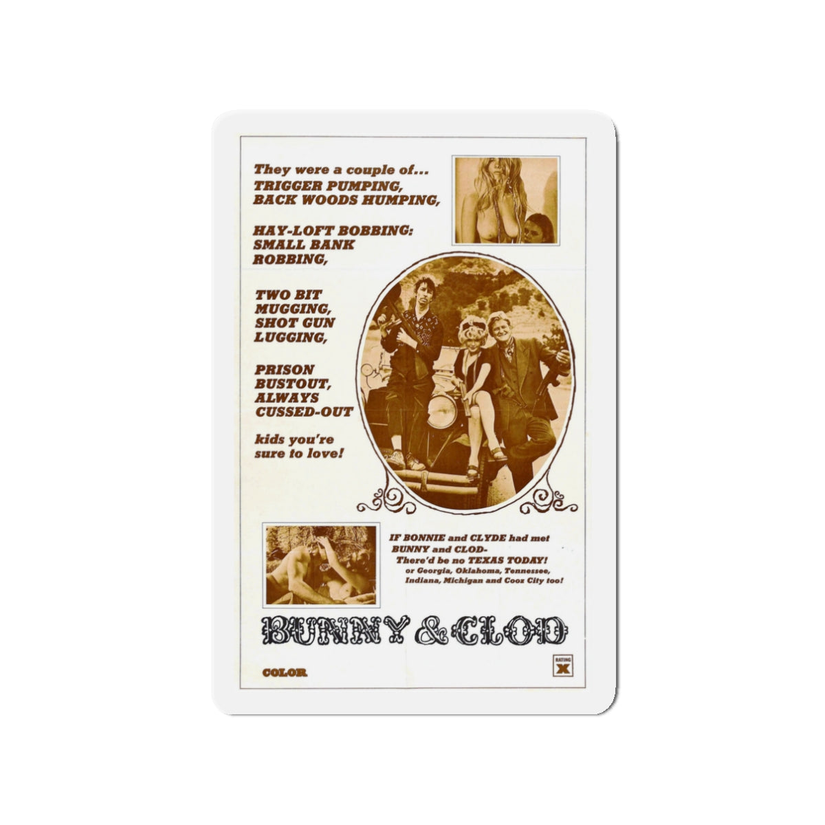 BUNNY AND CLOD 1970 Movie Poster - Die-Cut Magnet-3" x 3"-The Sticker Space