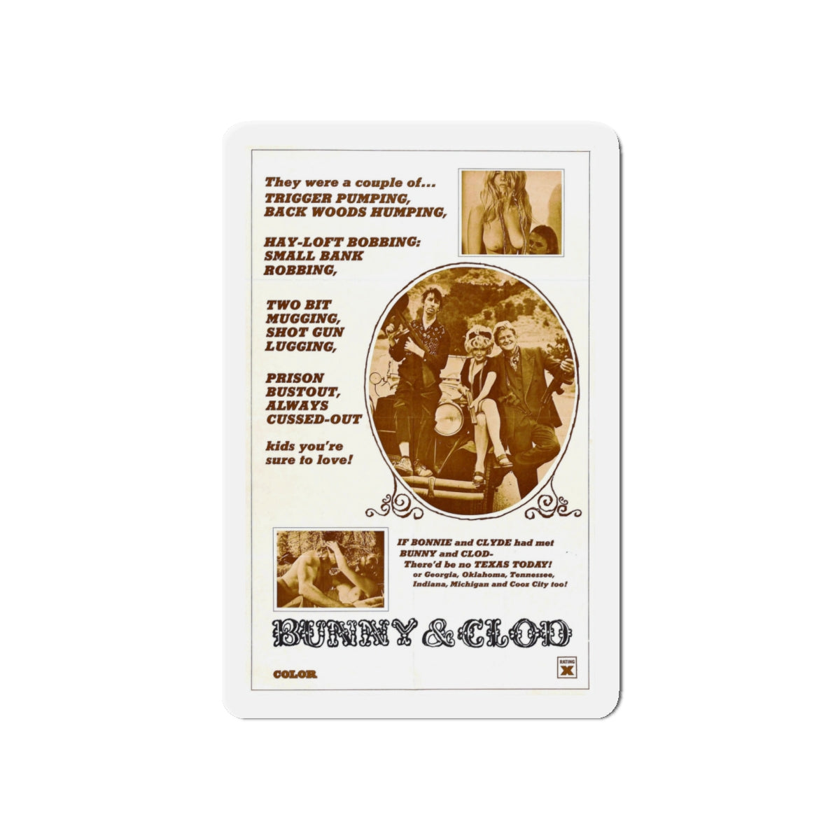 BUNNY AND CLOD 1970 Movie Poster - Die-Cut Magnet-5" x 5"-The Sticker Space