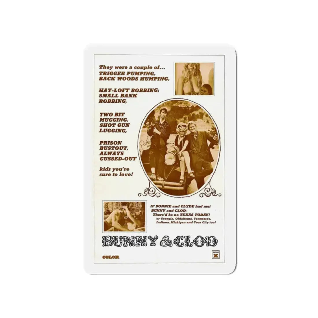 BUNNY AND CLOD 1970 Movie Poster - Refrigerator Magnet 4 Inch - The Sticker Space