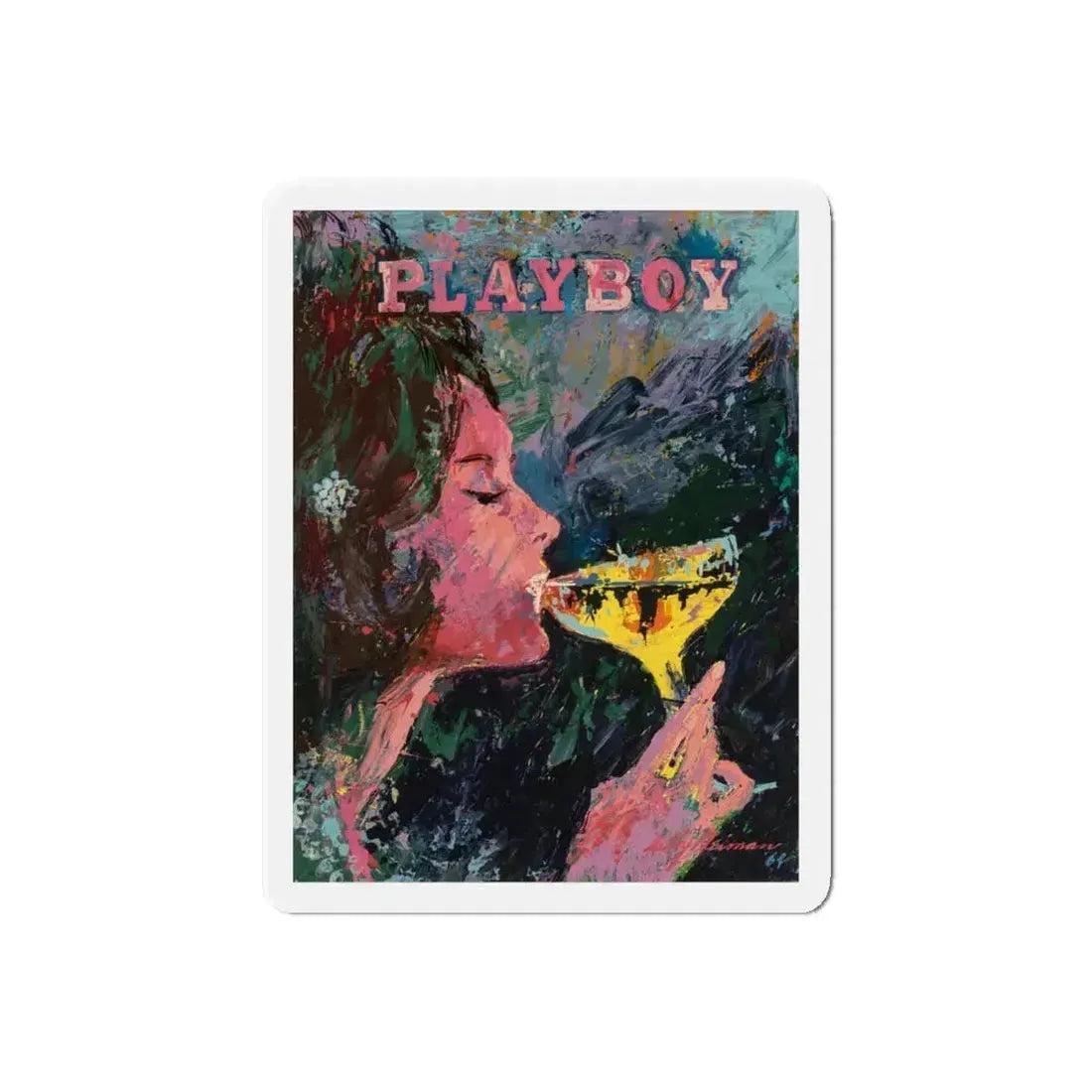 Bunny Sipping Champagne, Playboy, 1964 (Magazine Illustration) Refrigerator Magnet 6 Inch Die-Cut - The Sticker Space