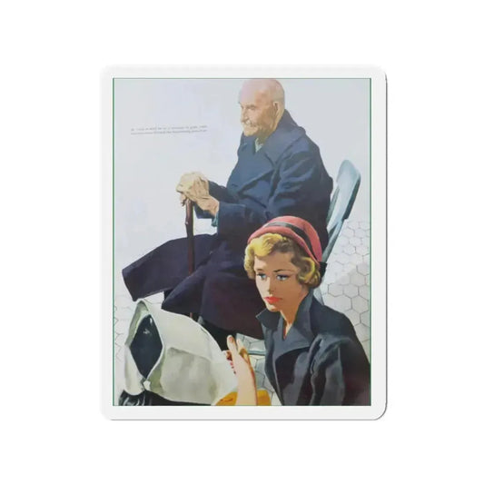 Burden On The Family by Pat Frank, 1950 (Magazine Illustration) Refrigerator Magnet 2 Inch Die-Cut - The Sticker Space