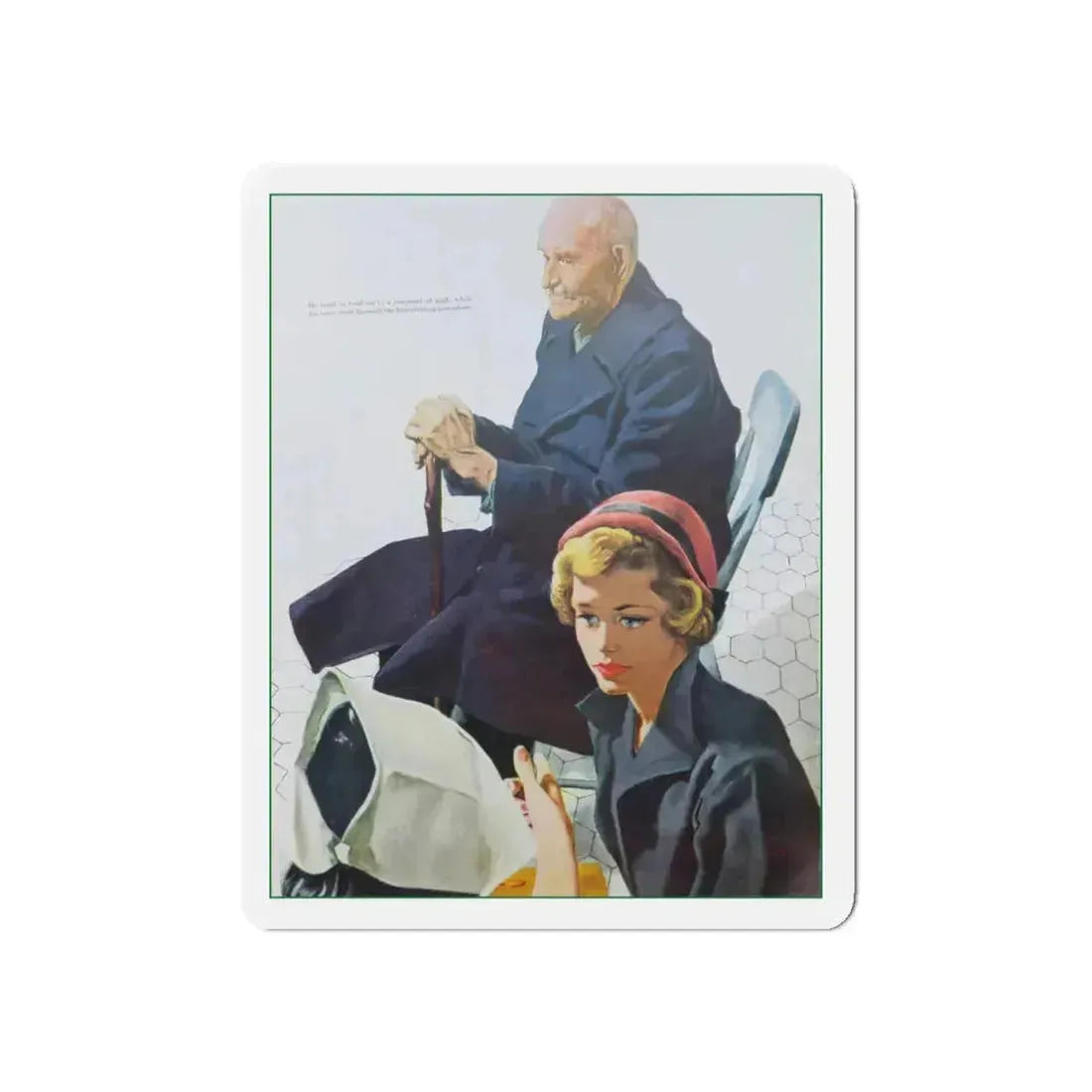 Burden On The Family by Pat Frank, 1950 (Magazine Illustration) Refrigerator Magnet 3 Inch Die-Cut - The Sticker Space