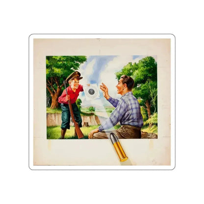 Bure Rifle Targets, ad illustration (Magazine Illustration) STICKER Vinyl Die-Cut Decal White Die-Cut 6 Inch - The Sticker Space