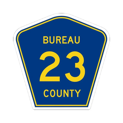 Bureau County 23 (Illinois) (Road Sign) STICKER Vinyl Kiss-Cut Decal 4 Inch White - The Sticker Space