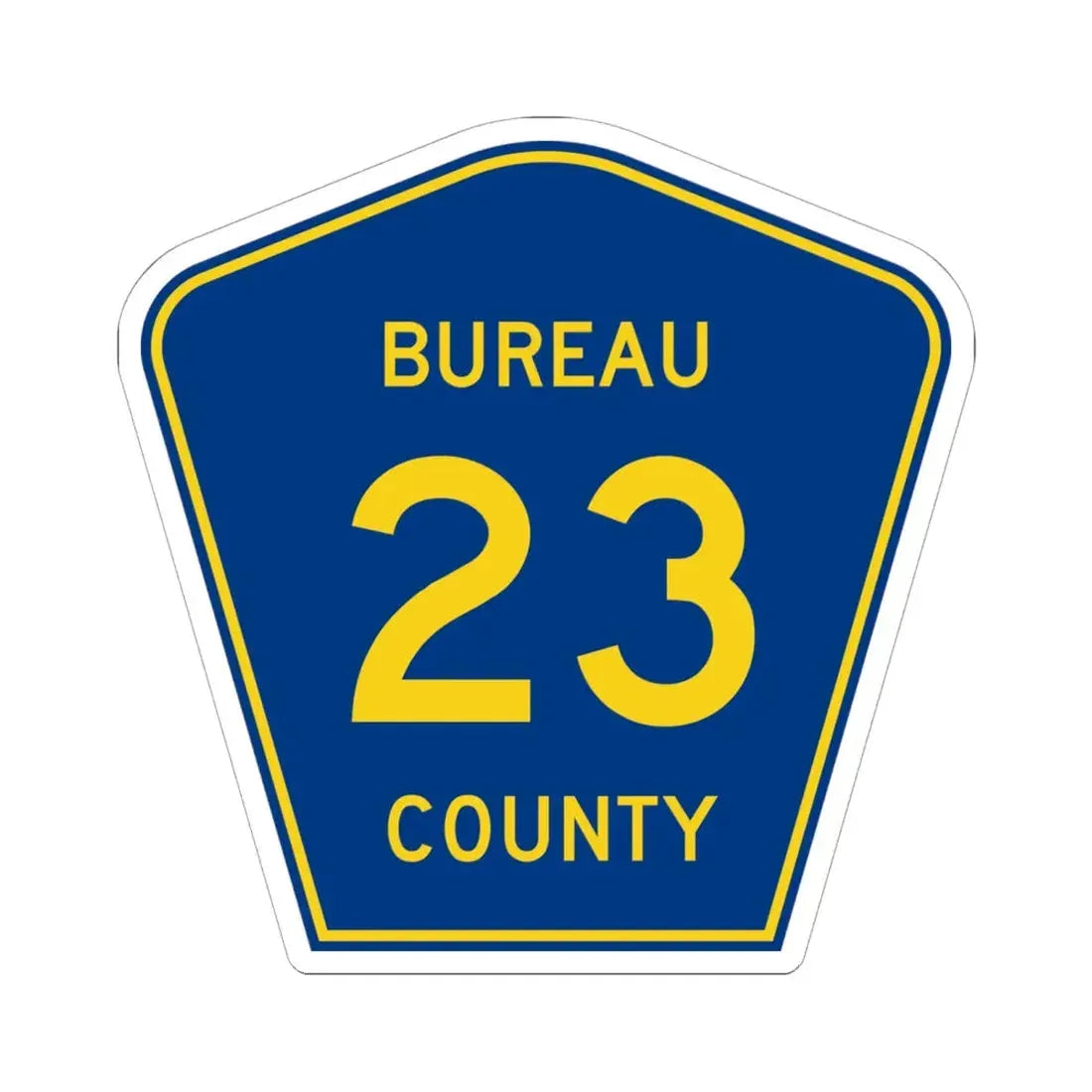 Bureau County 23 (Illinois) (Road Sign) STICKER Vinyl Kiss-Cut Decal 6 Inch White - The Sticker Space