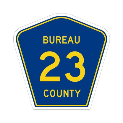 Bureau County 23 (Illinois) (Road Sign) STICKER Vinyl Kiss-Cut Decal 6 Inch White - The Sticker Space