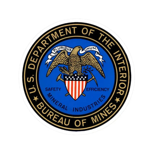 Bureau of Mines - STICKER Vinyl Kiss-Cut Decal 2 Inch White - The Sticker Space