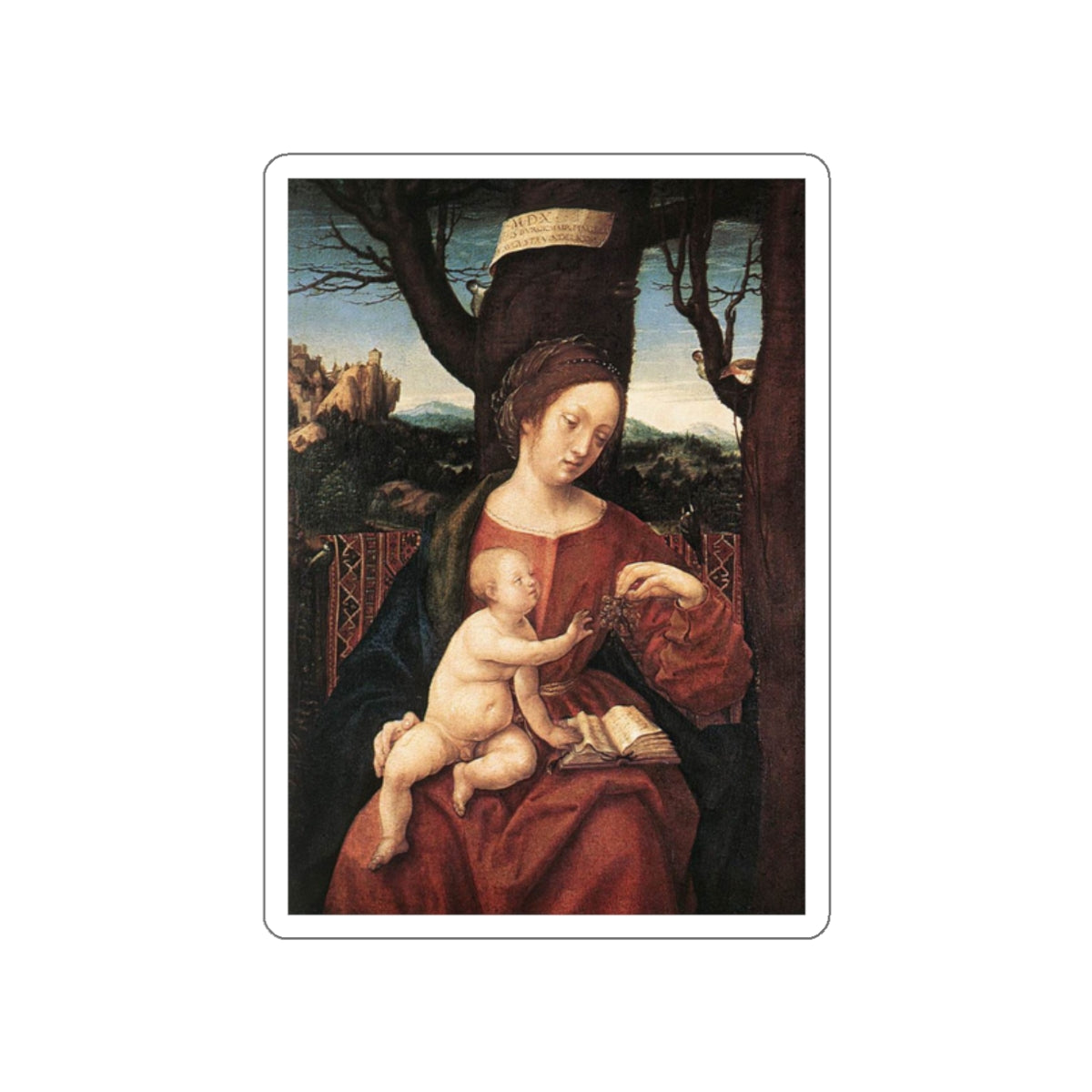 BURGKMAIR, Hans - Madonna with Grape (Artwork) STICKER Vinyl Die-Cut Decal-White-The Sticker Space