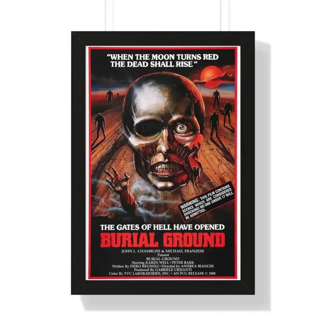 BURIAL GROUND 1981 - Framed Movie Poster 16″ x 24″ Black - The Sticker Space
