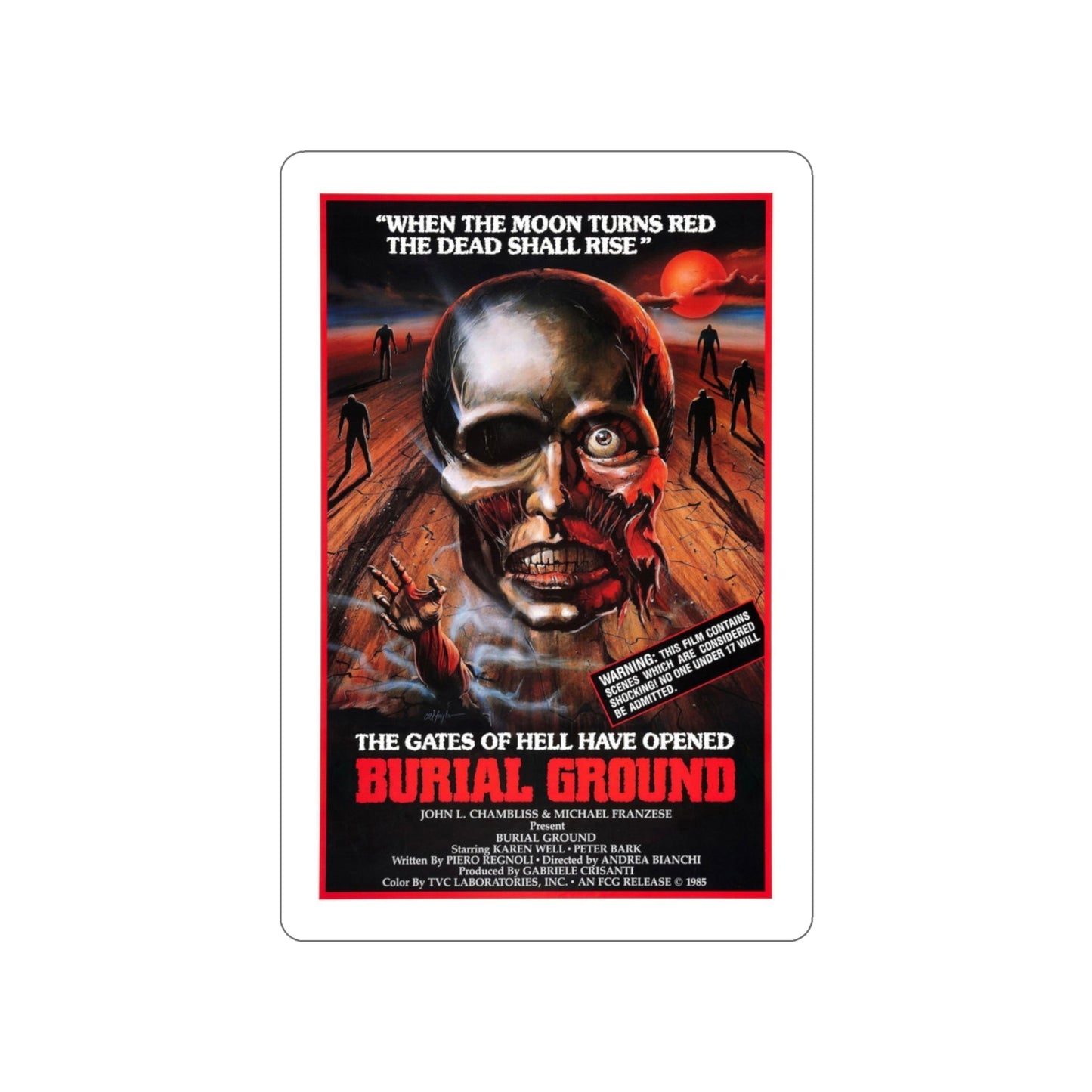 BURIAL GROUND 1981 Movie Poster STICKER Vinyl Die-Cut Decal-3 Inch-The Sticker Space