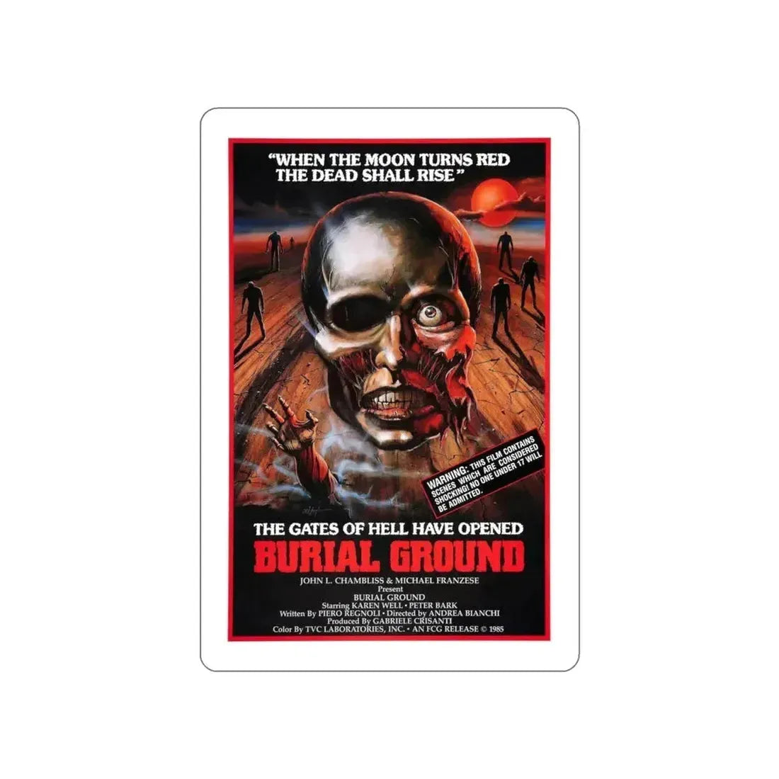 BURIAL GROUND 1981 Movie Poster STICKER Vinyl Die-Cut Decal 4 Inch - The Sticker Space