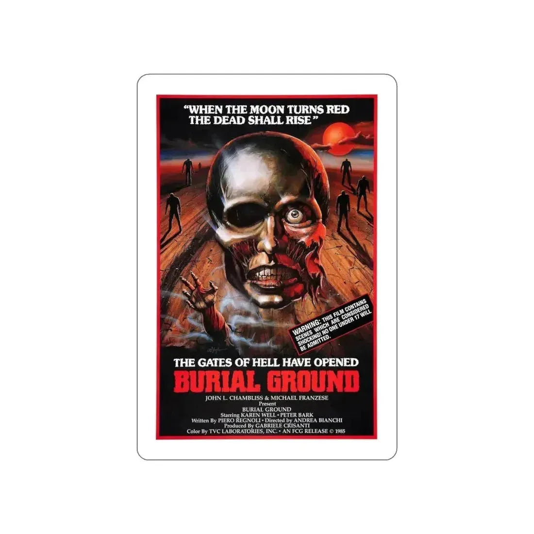 BURIAL GROUND 1981 Movie Poster STICKER Vinyl Die-Cut Decal 5 Inch - The Sticker Space