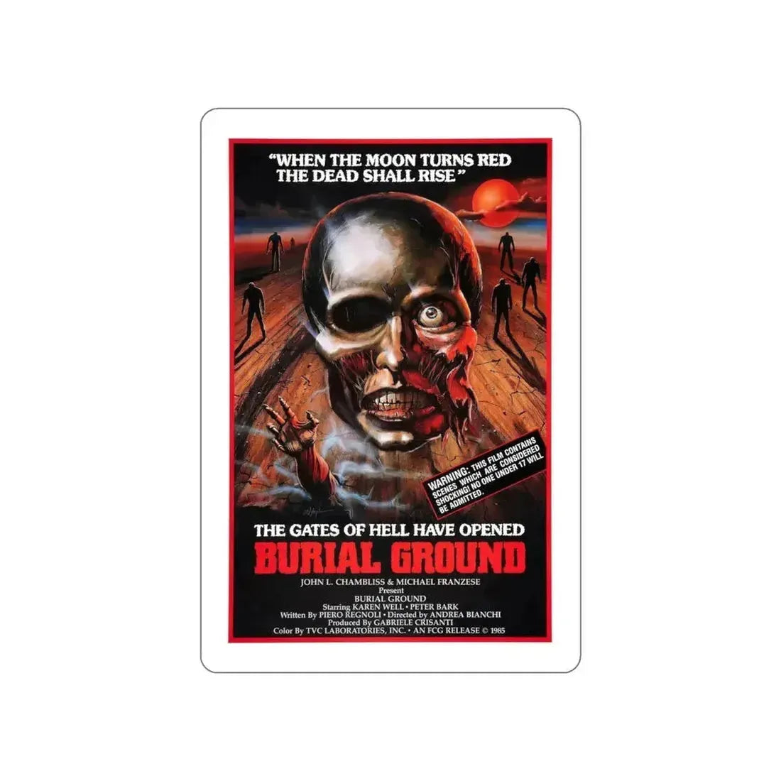BURIAL GROUND 1981 Movie Poster STICKER Vinyl Die-Cut Decal 6 Inch - The Sticker Space