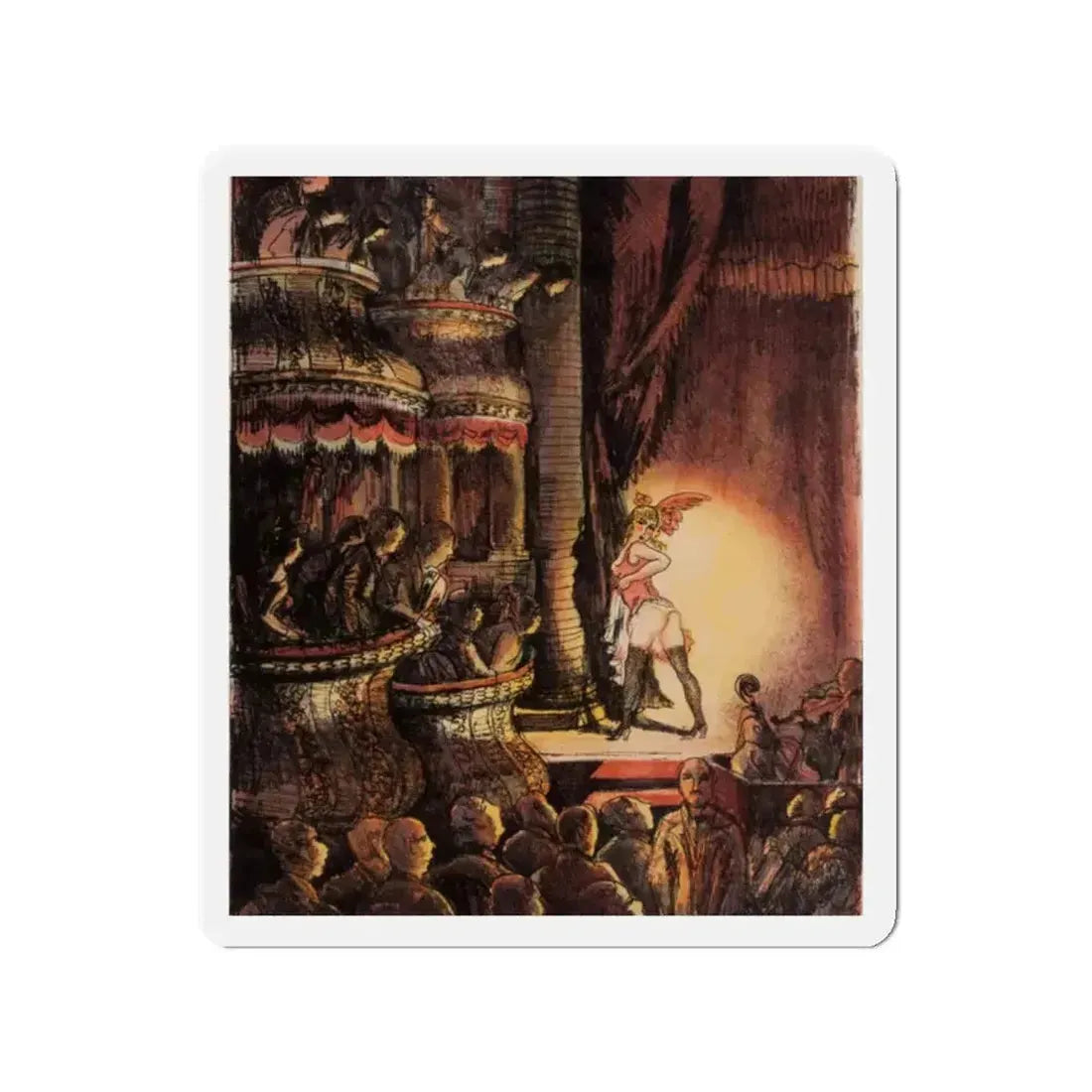 Burlesque Show (Magazine Illustration) Refrigerator Magnet - The Sticker Space