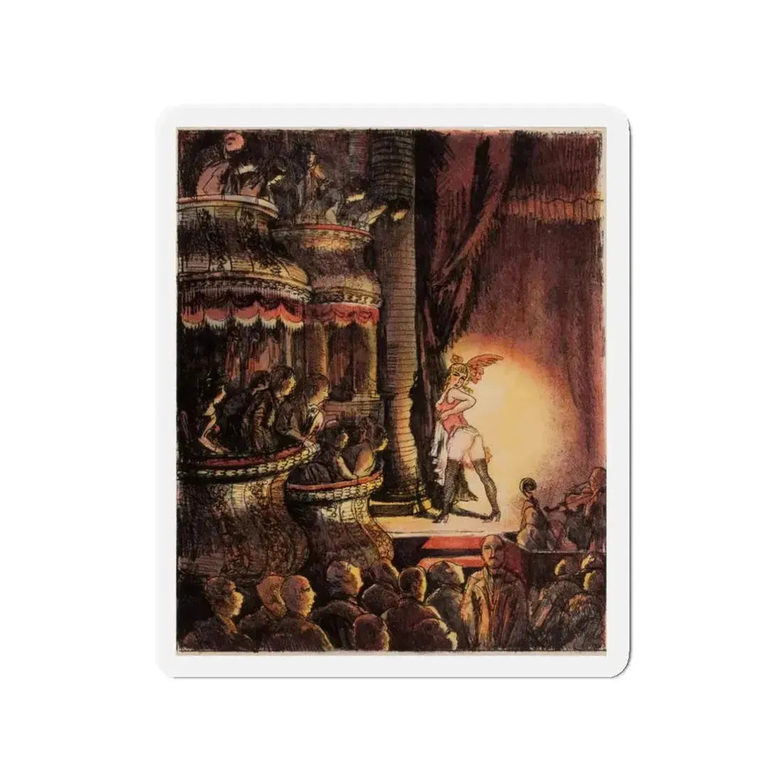 Burlesque Show (Magazine Illustration) Refrigerator Magnet - The Sticker Space