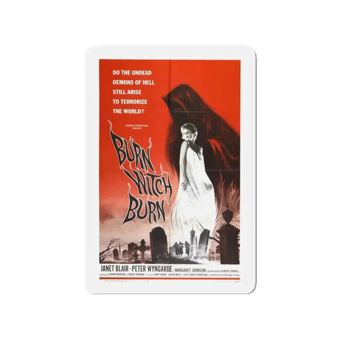 BURN WITCH, BURN 1962 Movie Poster - Refrigerator Magnet 3 Inch - The Sticker Space