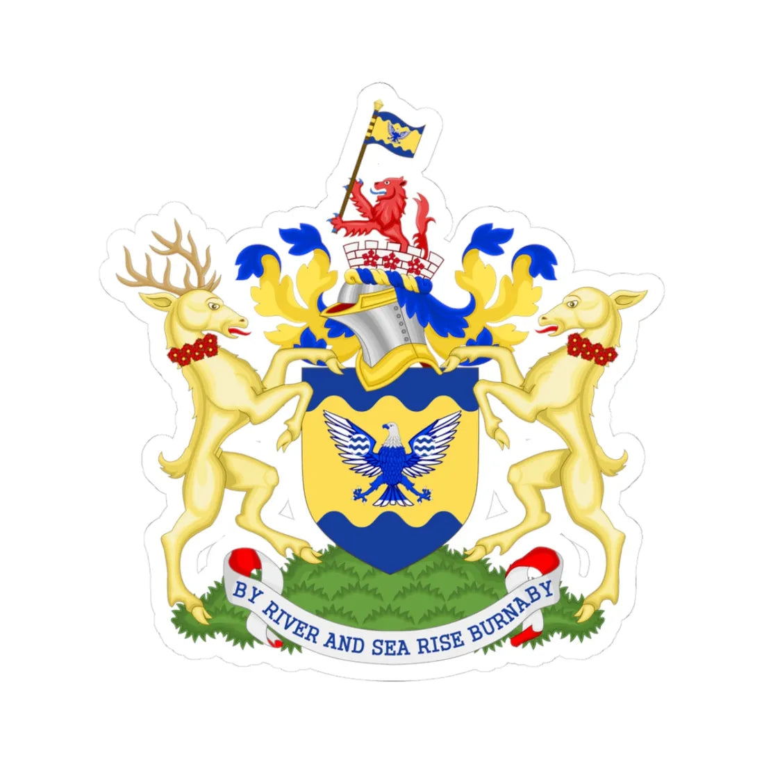 Burnaby BC coat of arms (Canada) (Coat of Arms) STICKER Vinyl Kiss-Cut Decal 3 Inch White - The Sticker Space