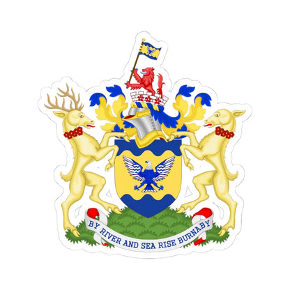 Burnaby BC coat of arms (Canada) (Coat of Arms) STICKER Vinyl Kiss-Cut Decal 4 Inch White - The Sticker Space