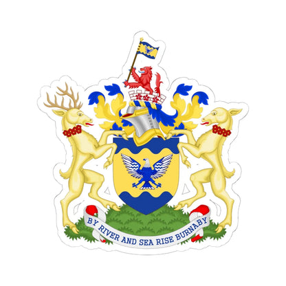 Burnaby BC coat of arms (Canada) (Coat of Arms) STICKER Vinyl Kiss-Cut Decal 6 Inch White - The Sticker Space