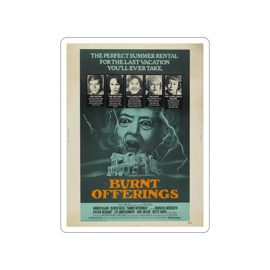 BURNT OFFERINGS 1976 Movie Poster STICKER Vinyl Die-Cut Decal - The Sticker Space