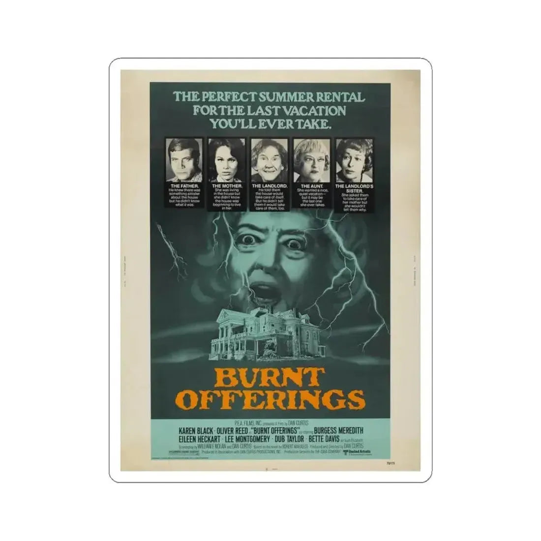 BURNT OFFERINGS 1976 Movie Poster - STICKER Vinyl Kiss-Cut Decal 4 Inch White - The Sticker Space