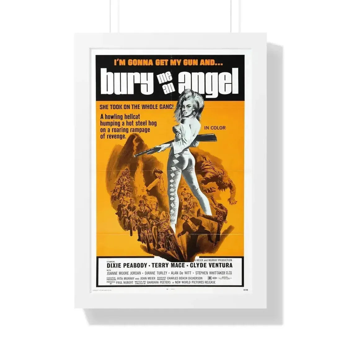 BURY ME AN ANGEL 1972 - Framed Movie Poster 16″ x 24″ White - The Sticker Space