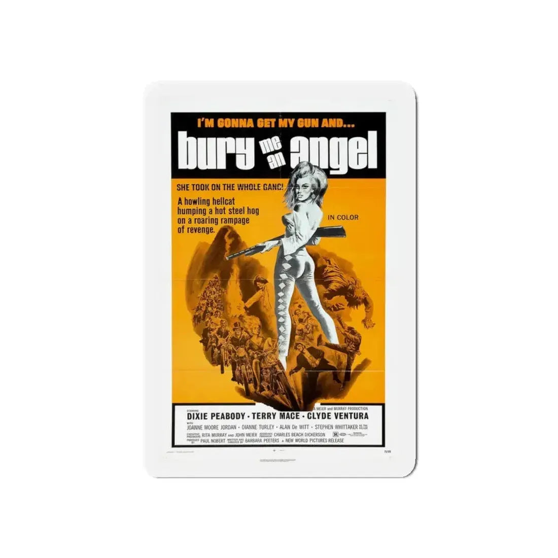 BURY ME AN ANGEL 1972 Movie Poster - Refrigerator Magnet 5 Inch - The Sticker Space