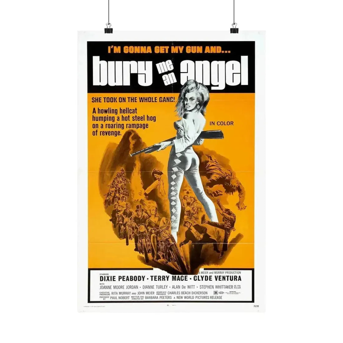 BURY ME AN ANGEL 1972 - Paper Movie Poster - The Sticker Space
