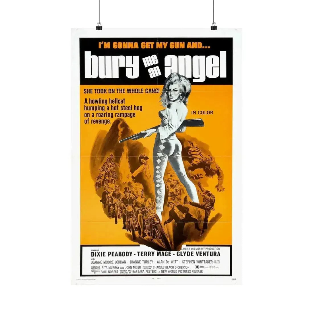 BURY ME AN ANGEL 1972 - Paper Movie Poster - The Sticker Space