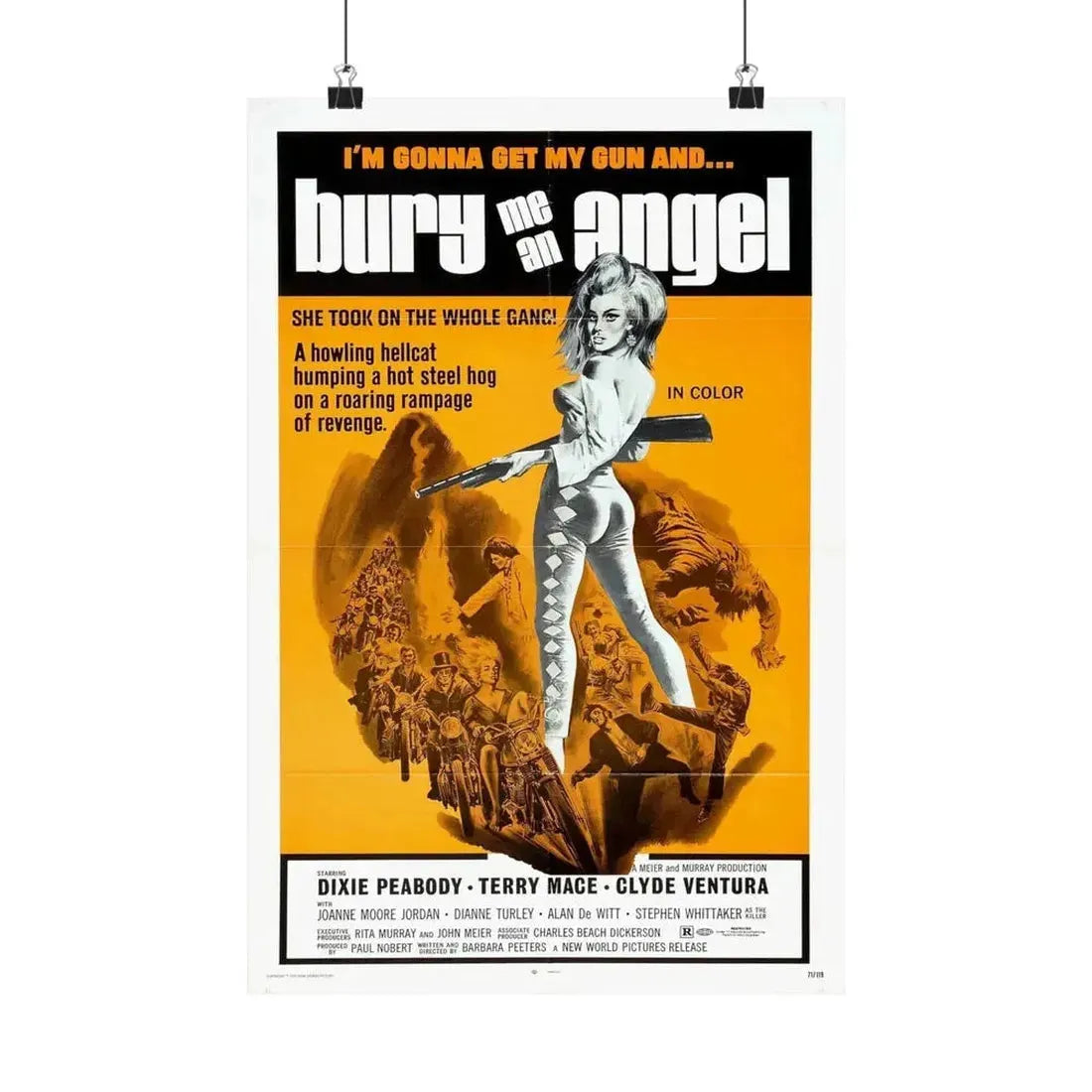BURY ME AN ANGEL 1972 - Paper Movie Poster - The Sticker Space