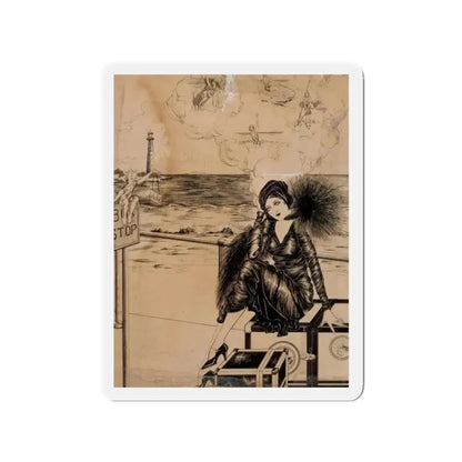 Bus Stop (Magazine Illustration) Refrigerator Magnet 2 Inch Die-Cut - The Sticker Space